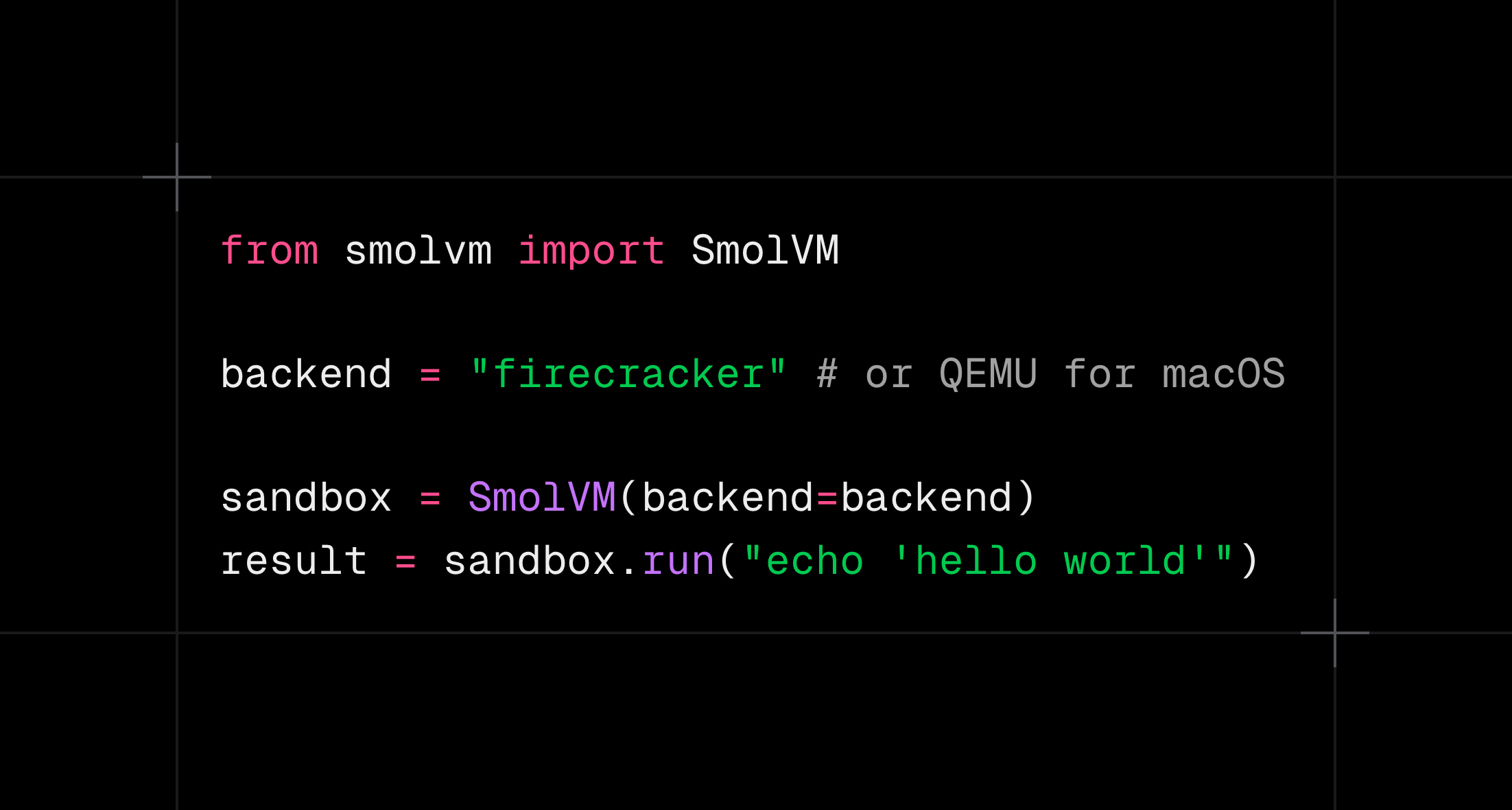 SmolVM code selecting Firecracker or QEMU with one backend variable
