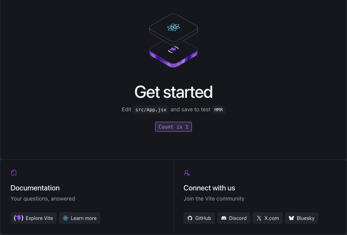React and Vite starter app on Celesto, with the counter at 1 after a click