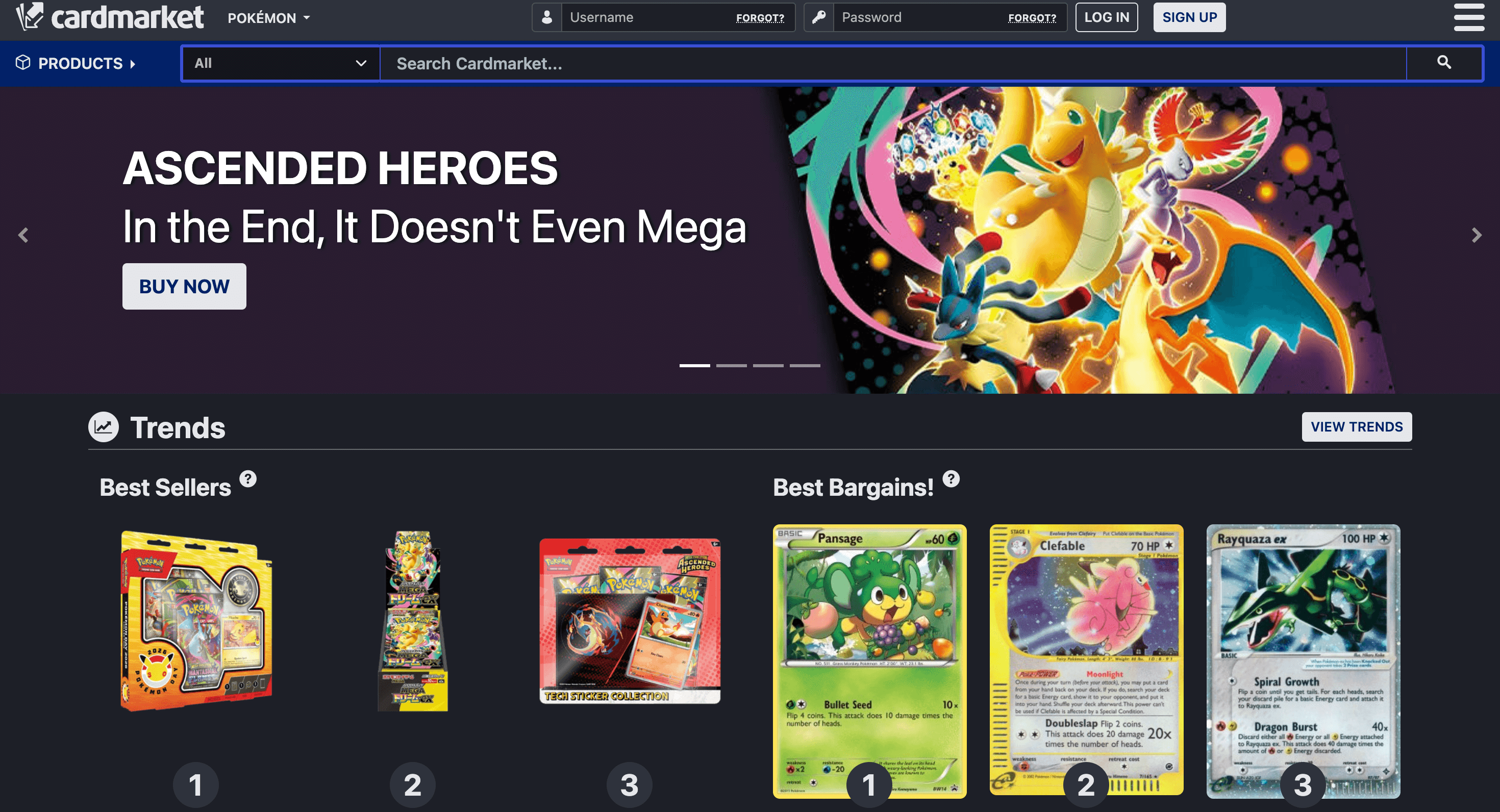 Cardmarket Pokemon section