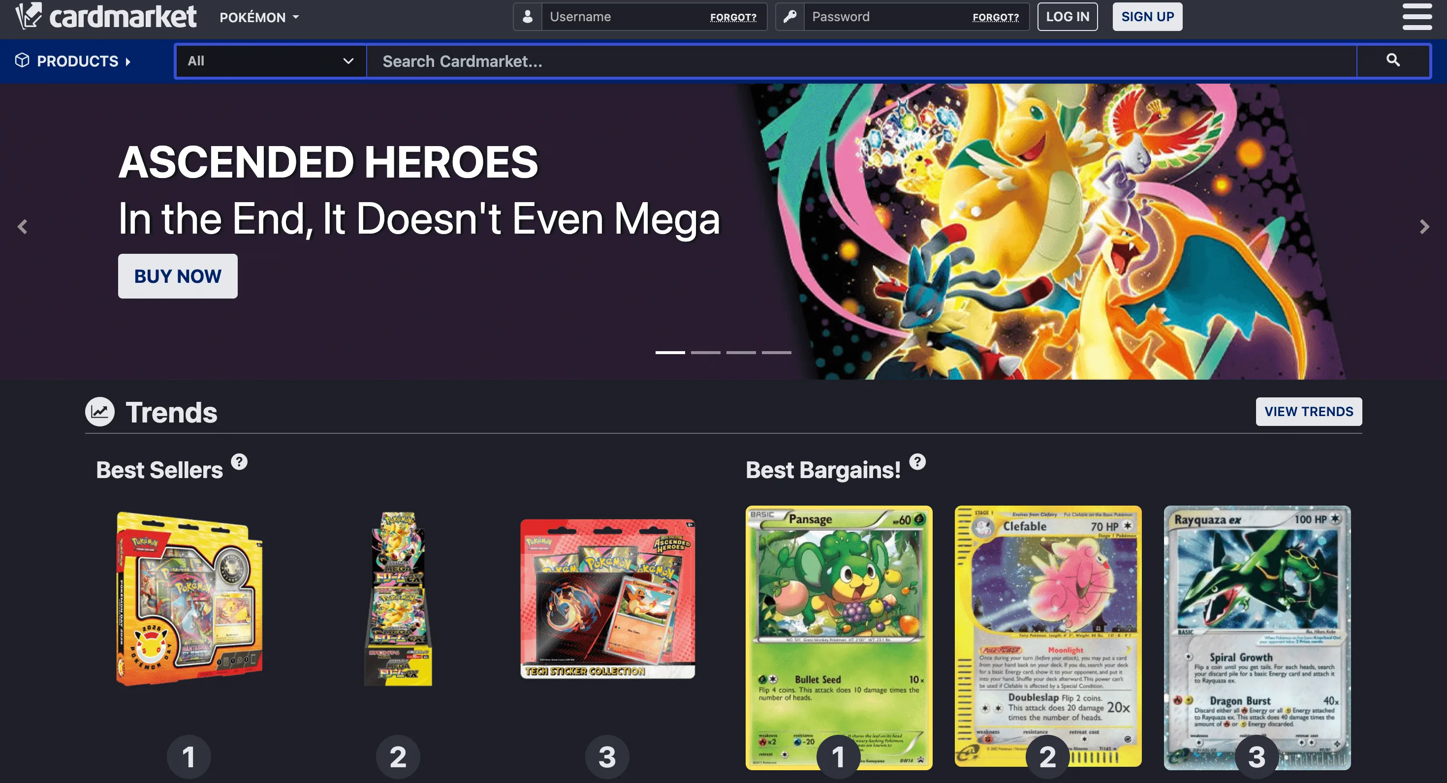 Cardmarket Pokemon section